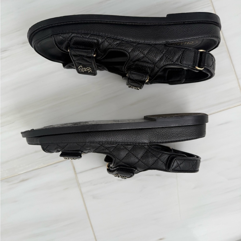 CHANEL Black Dad Sandals with Signature Box - Picture 6 of 7